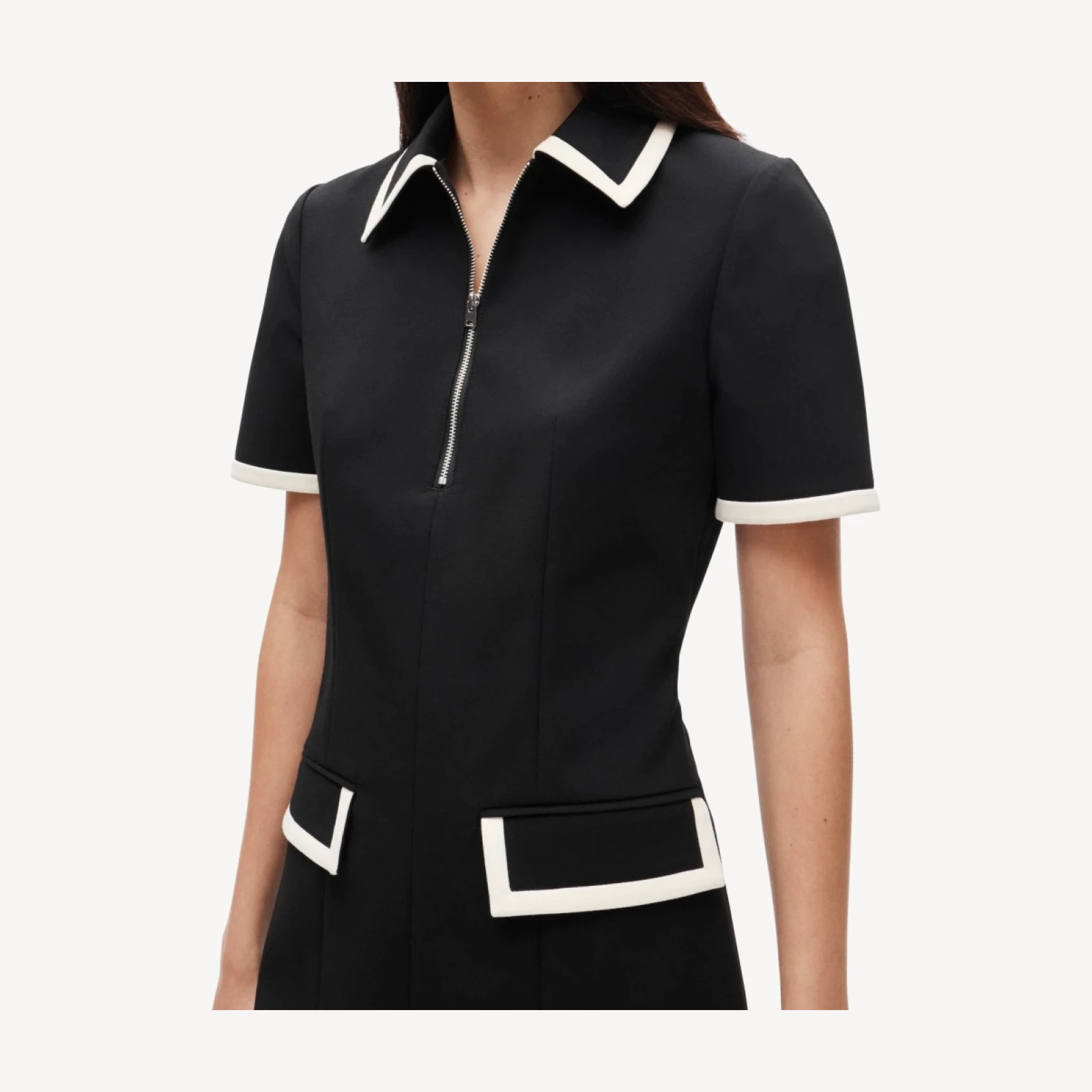 Parc dress in contrast-trim four-season stretch