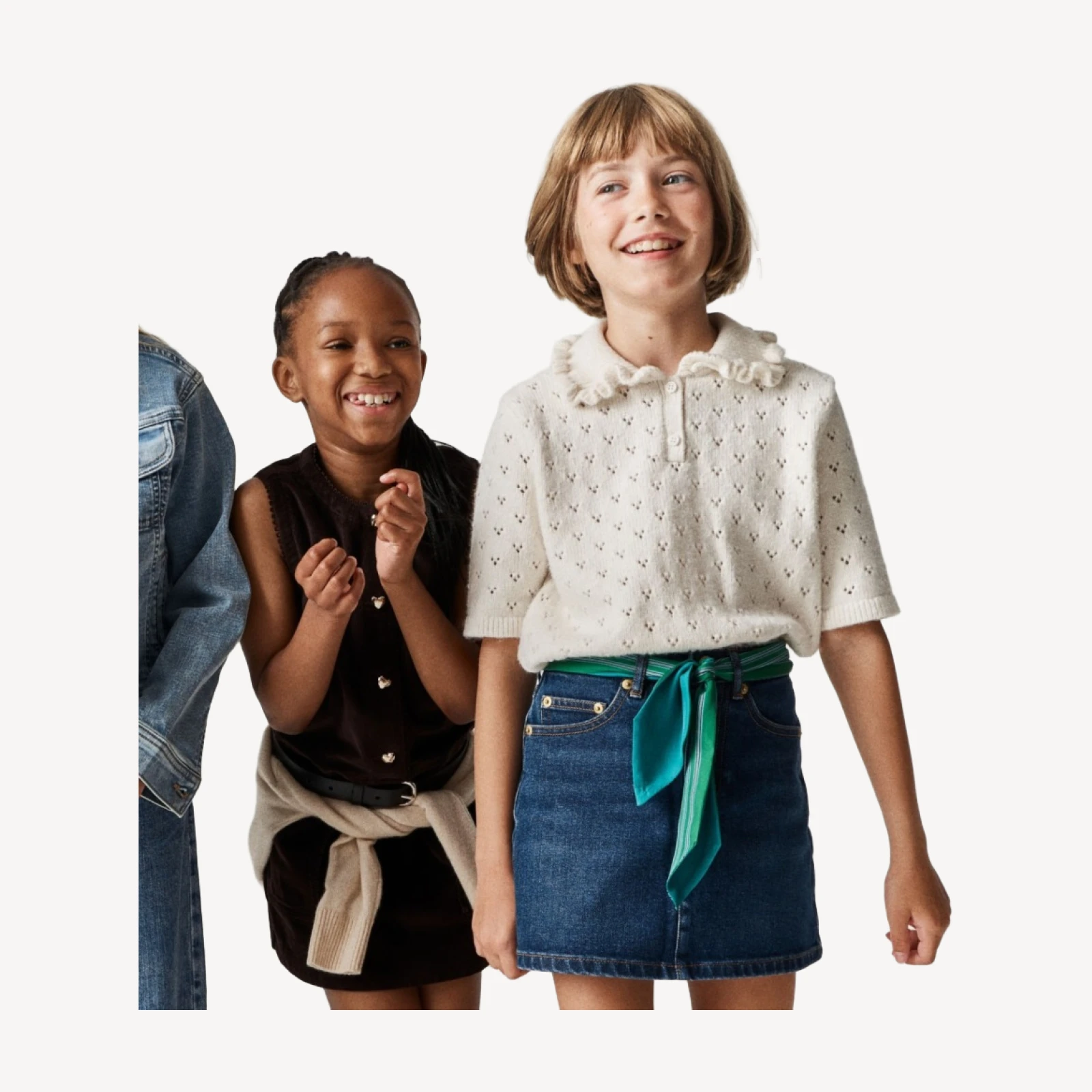 Girls' ruffle-collar sweater-polo