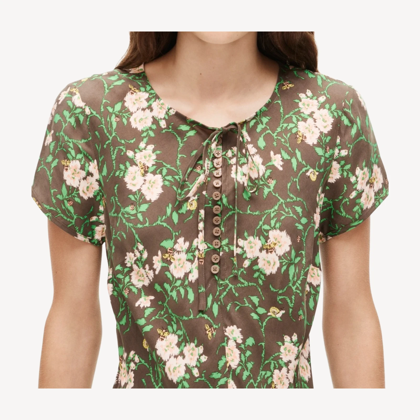 Natasha slip dress in honeybee floral-print cupro blend