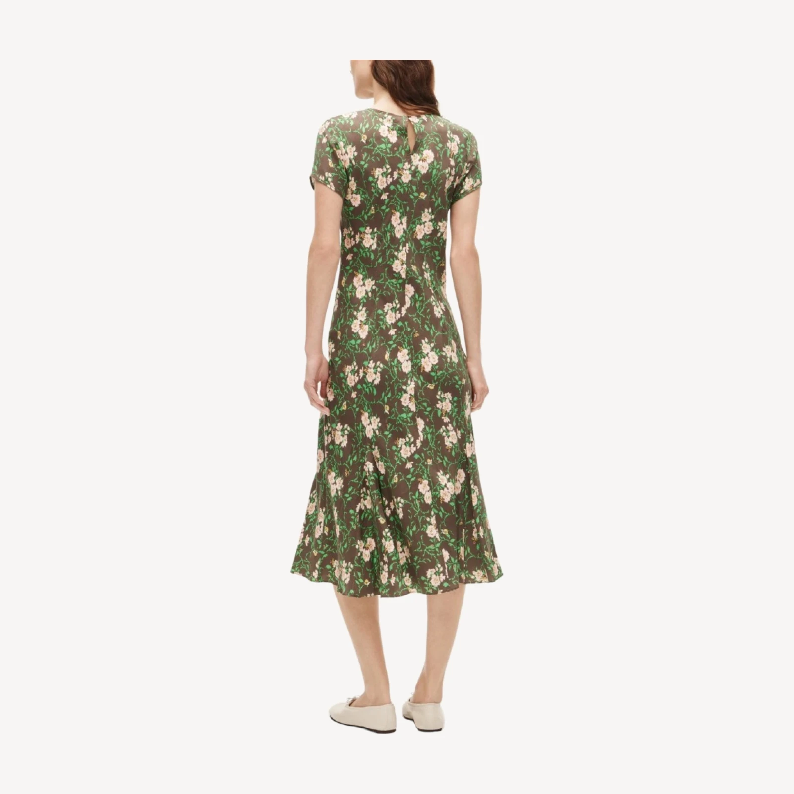 Natasha slip dress in honeybee floral-print cupro blend