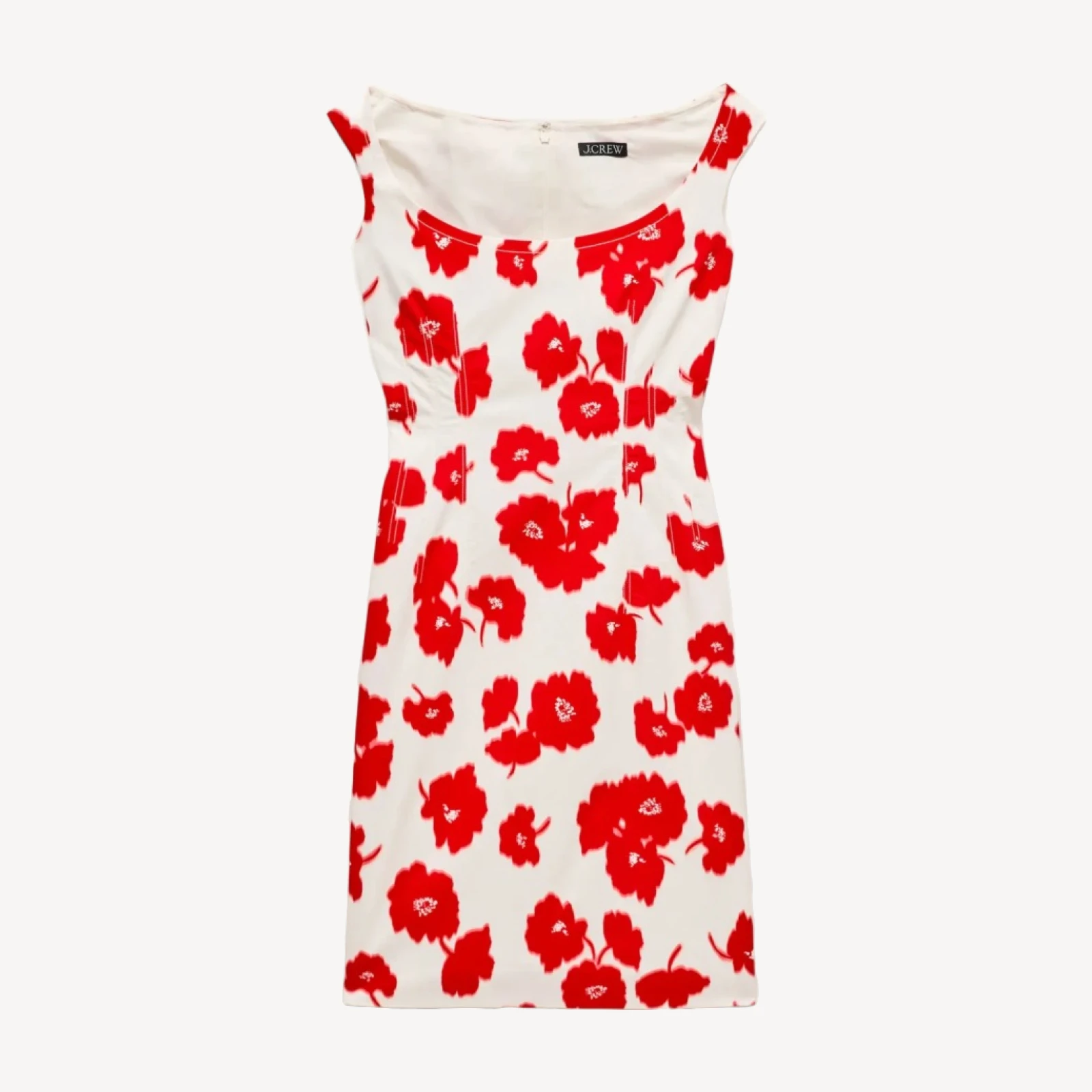 Scoopneck sheath dress in stretch cotton-blend poplin