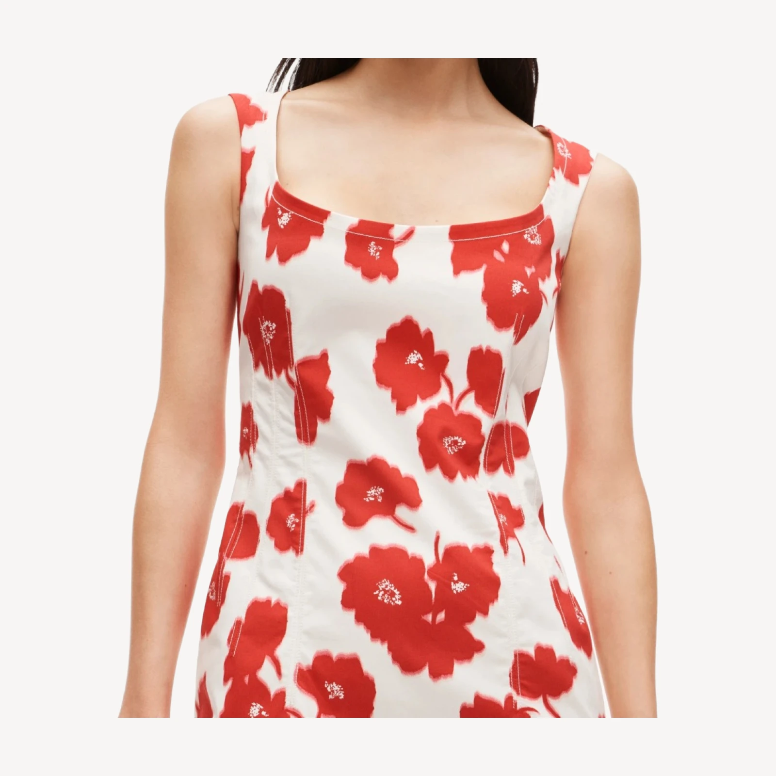 Scoopneck sheath dress in stretch cotton-blend poplin