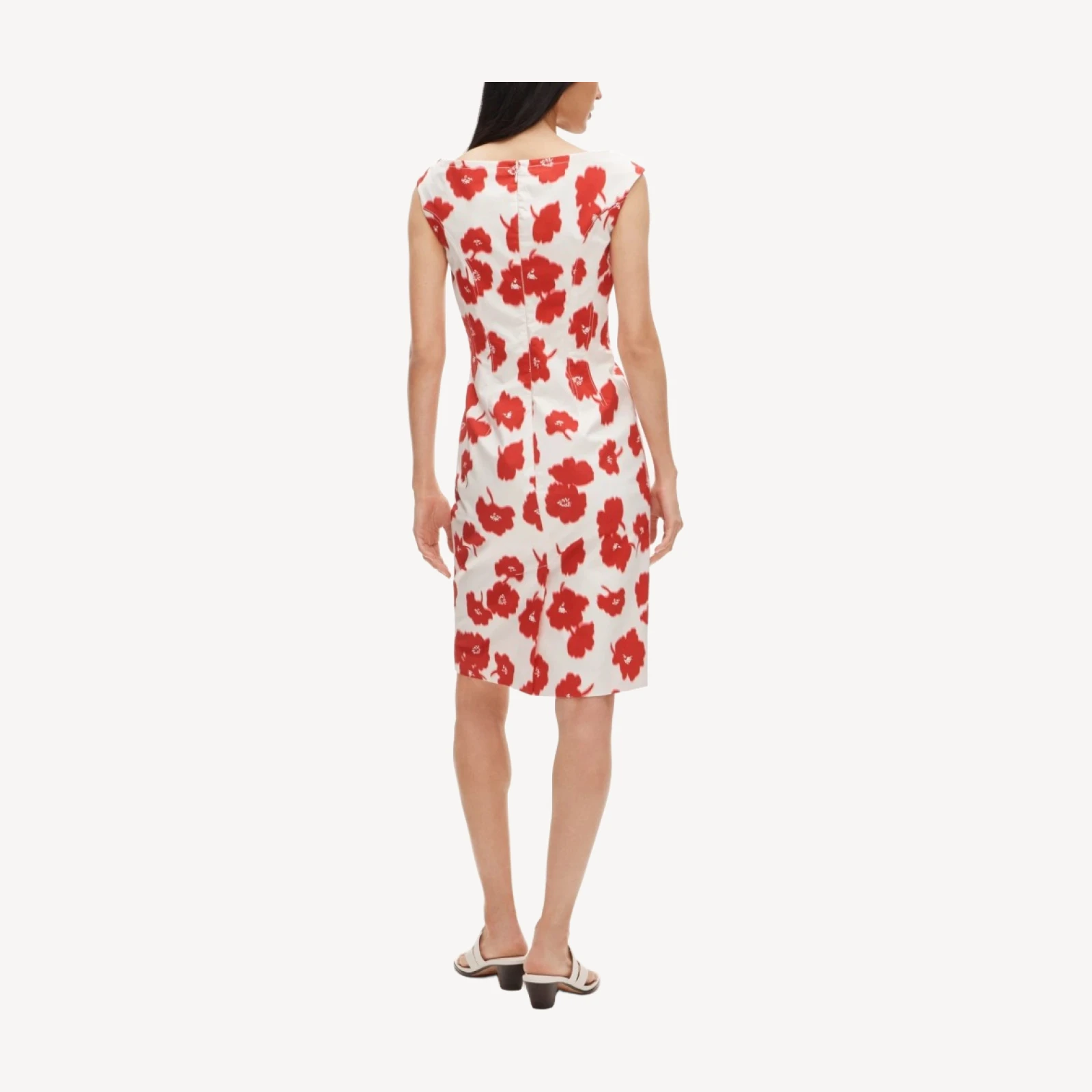 Scoopneck sheath dress in stretch cotton-blend poplin