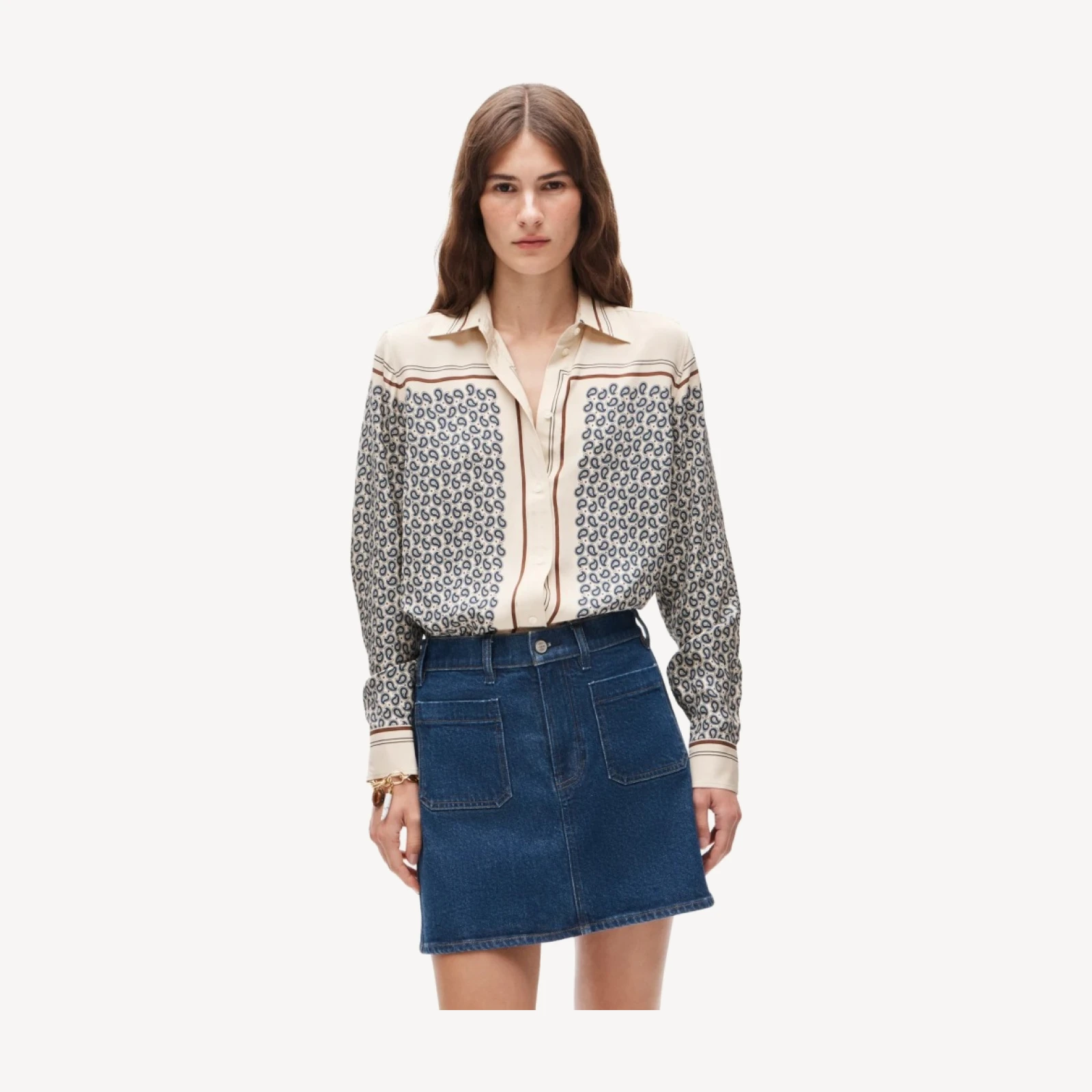Jules classic-fit button-up shirt in scarf-print viscose twill