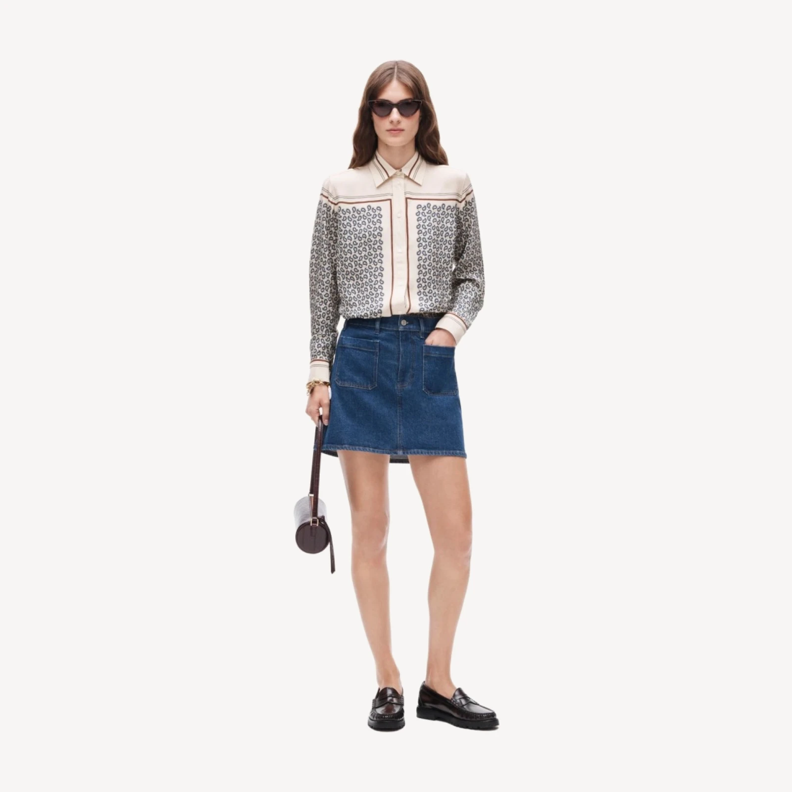 Jules classic-fit button-up shirt in scarf-print viscose twill