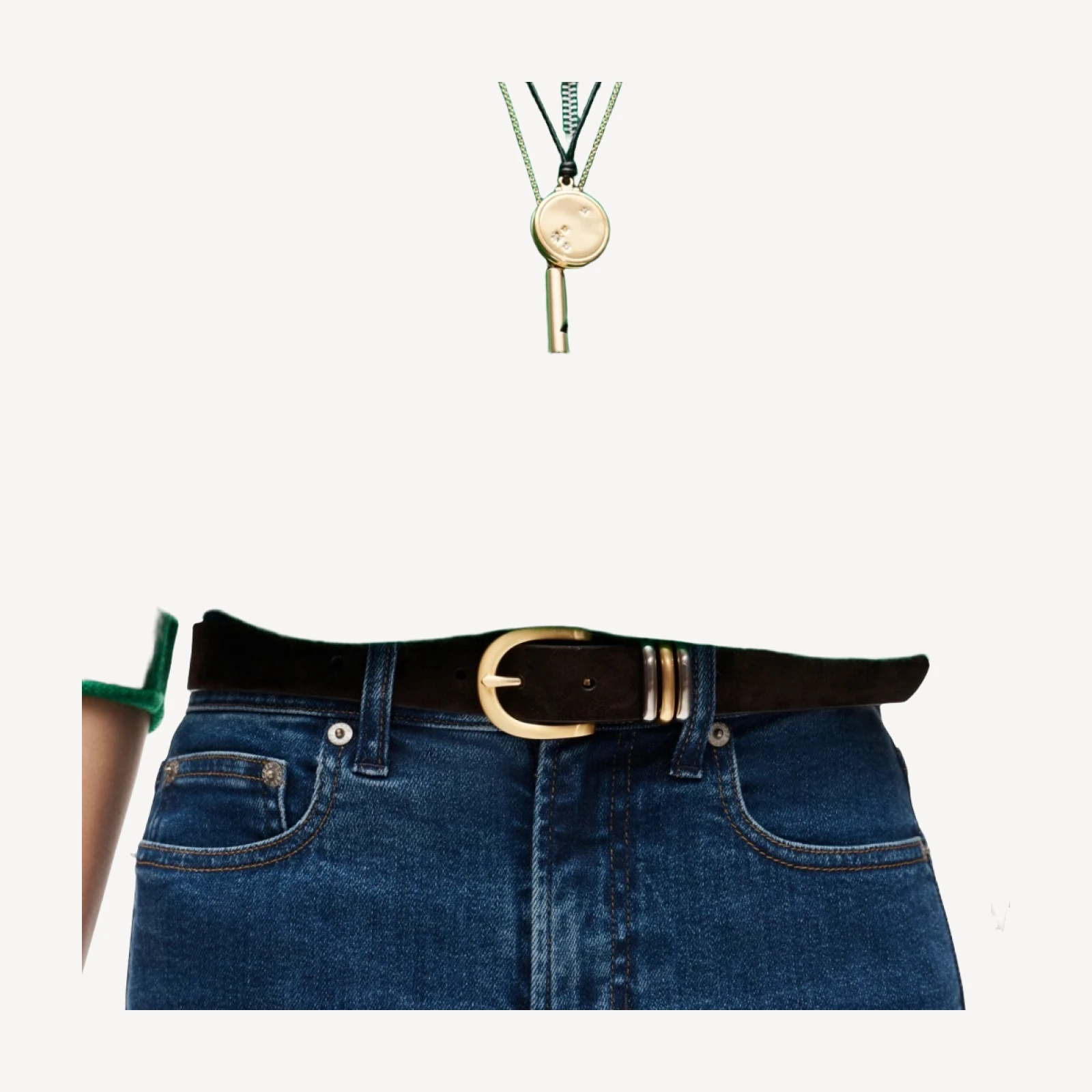 Mixed-metal belt in suede