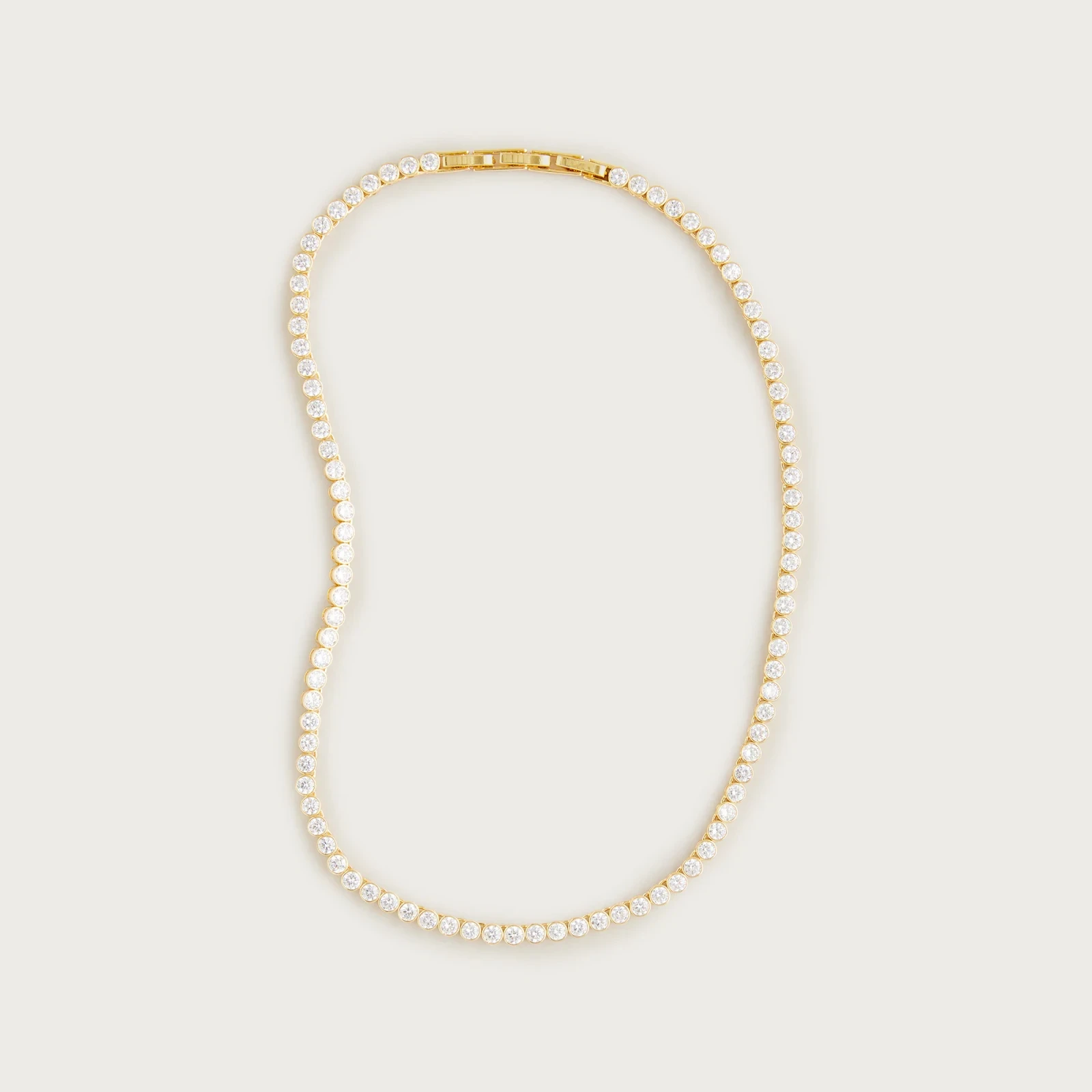 Round cubic zirconia bezel-set tennis necklace