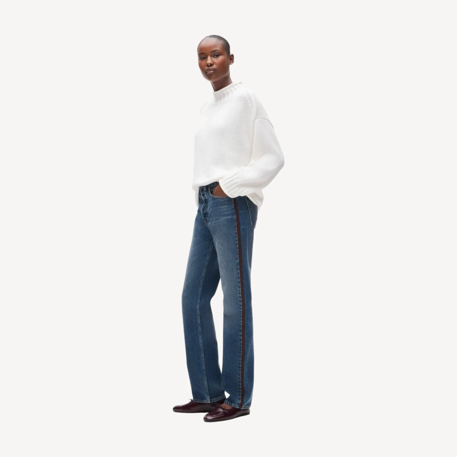 Jesse relaxed-straight jean with suede stripe