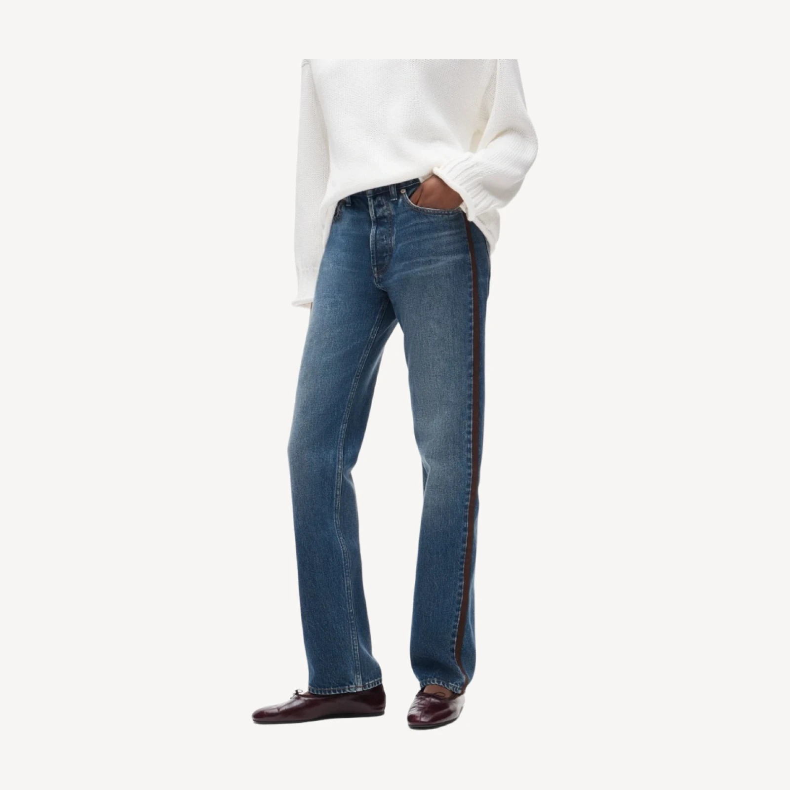 Jesse relaxed-straight jean with suede stripe