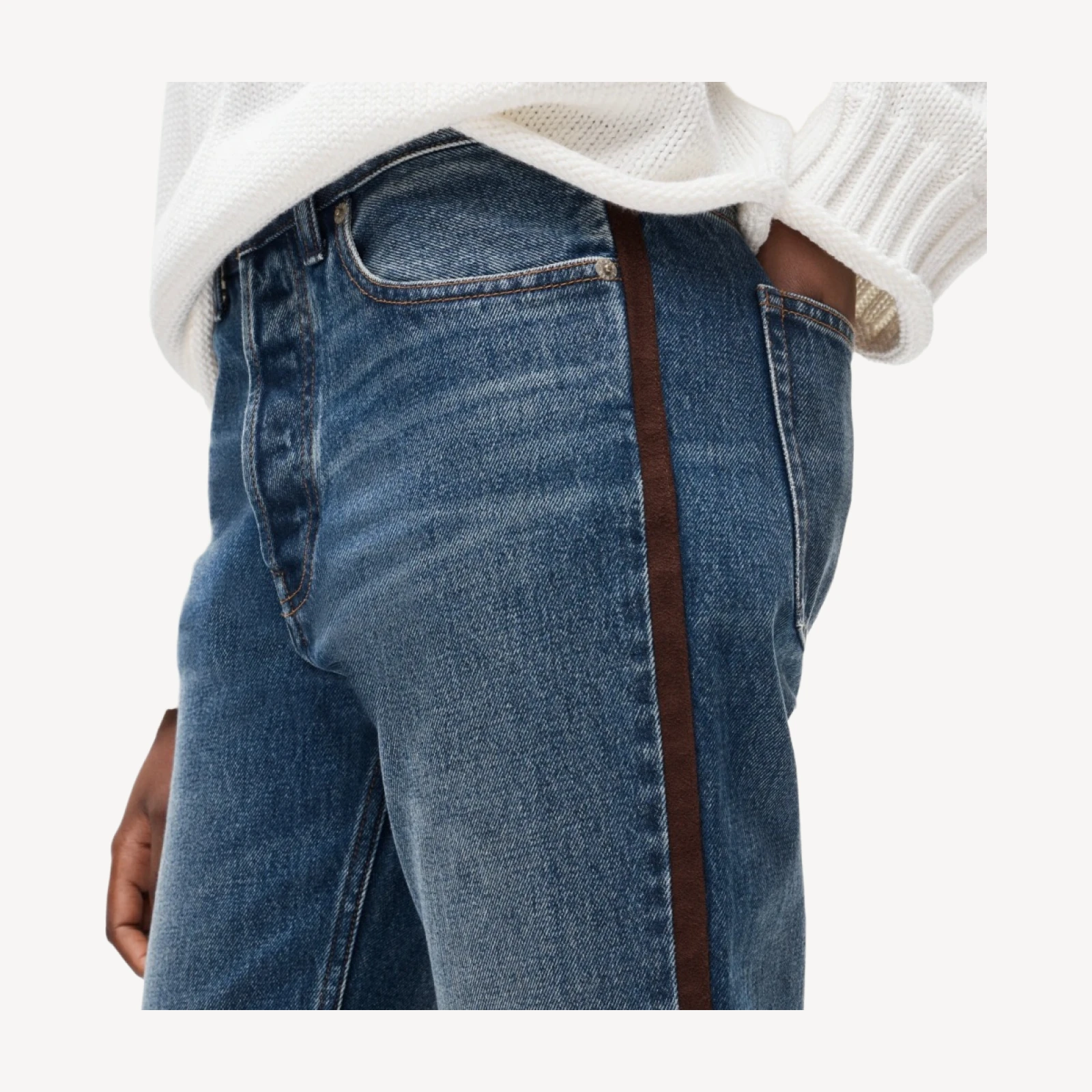 Jesse relaxed-straight jean with suede stripe