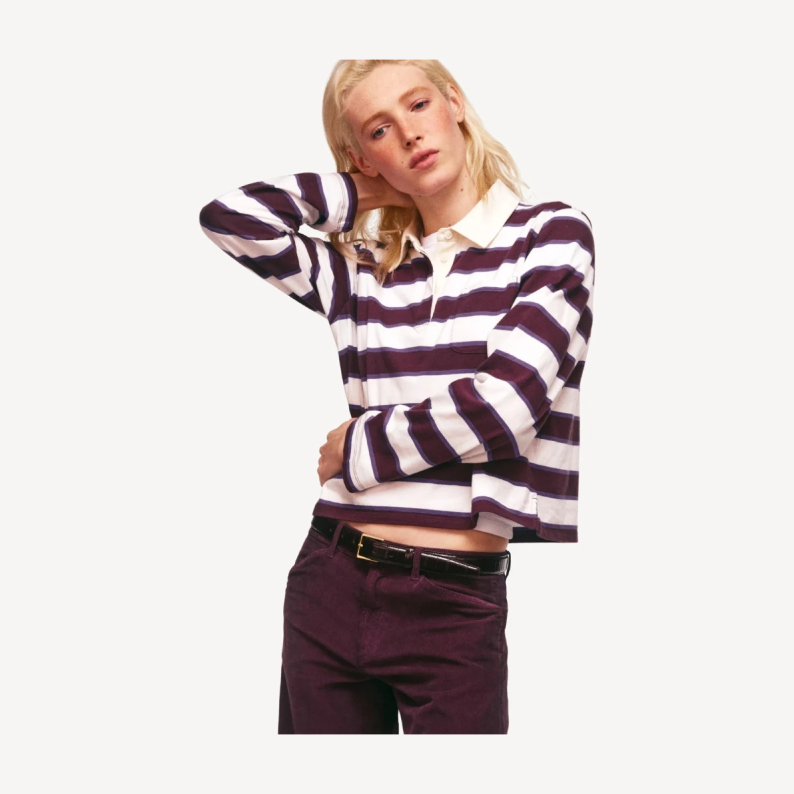Boyfriend jersey rugby shirt in stripe