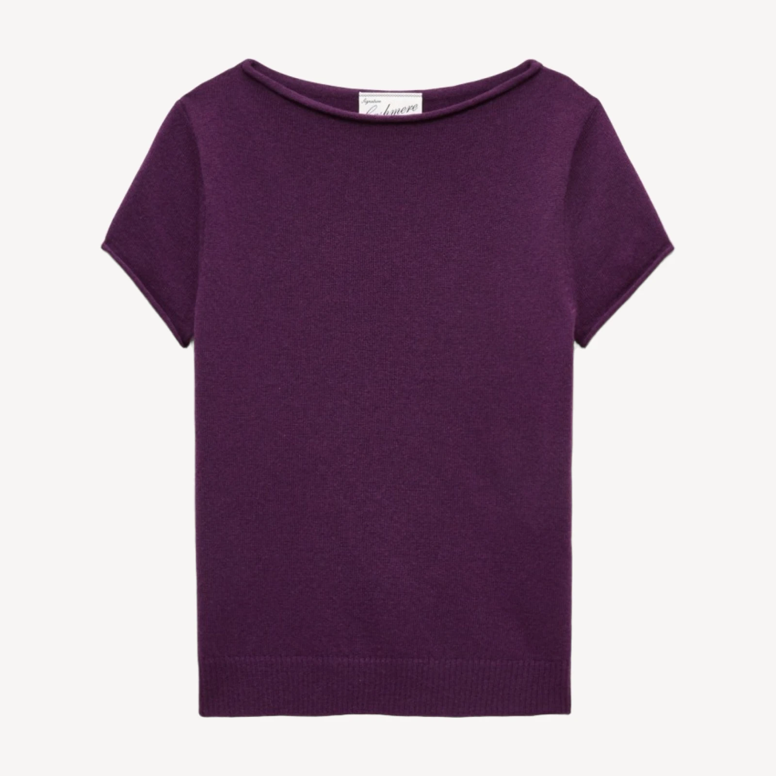Rolled cashmere boatneck sweater-tee