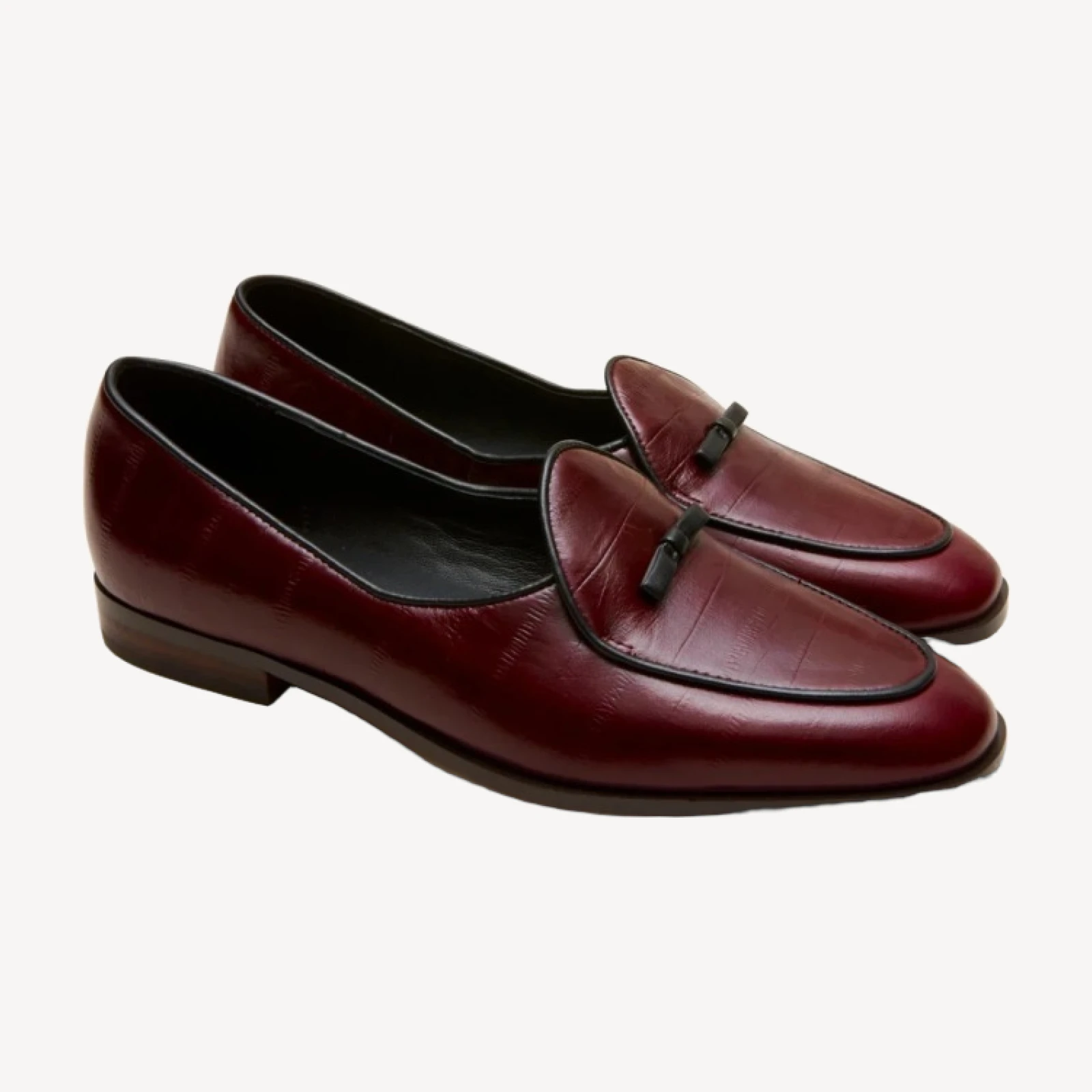 Smoking slippers in eel-embossed leather
