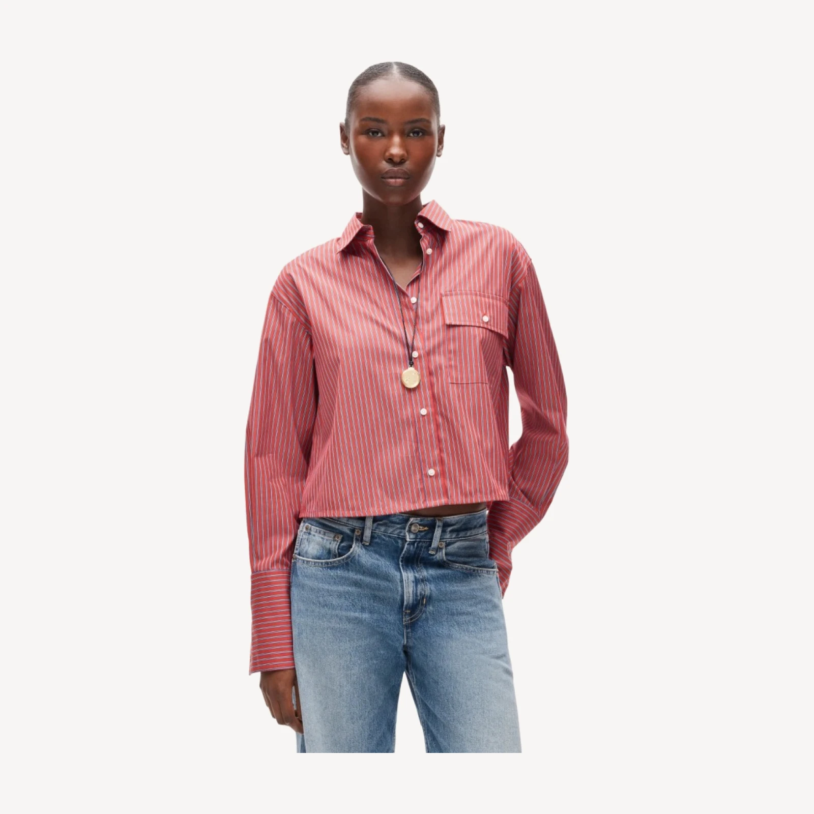 Esme cropped button-up shirt in Greenwich poplin