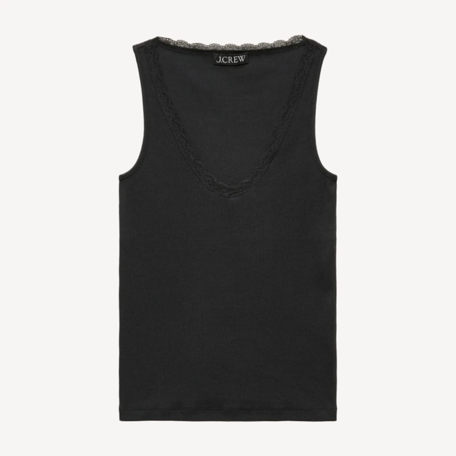 Perfect rib lace-trim V-neck tank top