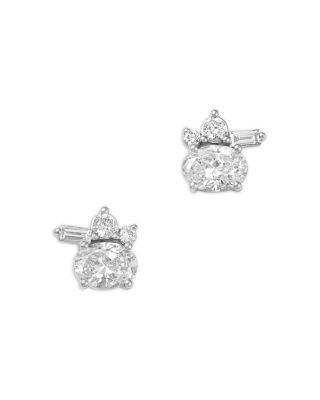 Bloomingdale's Fine Collection Luxe Collection Certified Lab Grown Diamond Mixed Cut Cluster Stud Earrings in 14K White Gold, 0.75 tcw