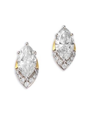 Bloomingdale's Fine Collection Luxe Collection Certified Lab Grown Diamond Half Halo Marquise Stud Earrings in 14K Yellow Gold, 1.50 tcw