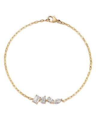 Bloomingdale's Fine Collection Luxe Collection Certified Lab Grown Diamond Mixed Cut Paperclip Chain Bracelet in 14K Yellow Gold, 1.0 tcw