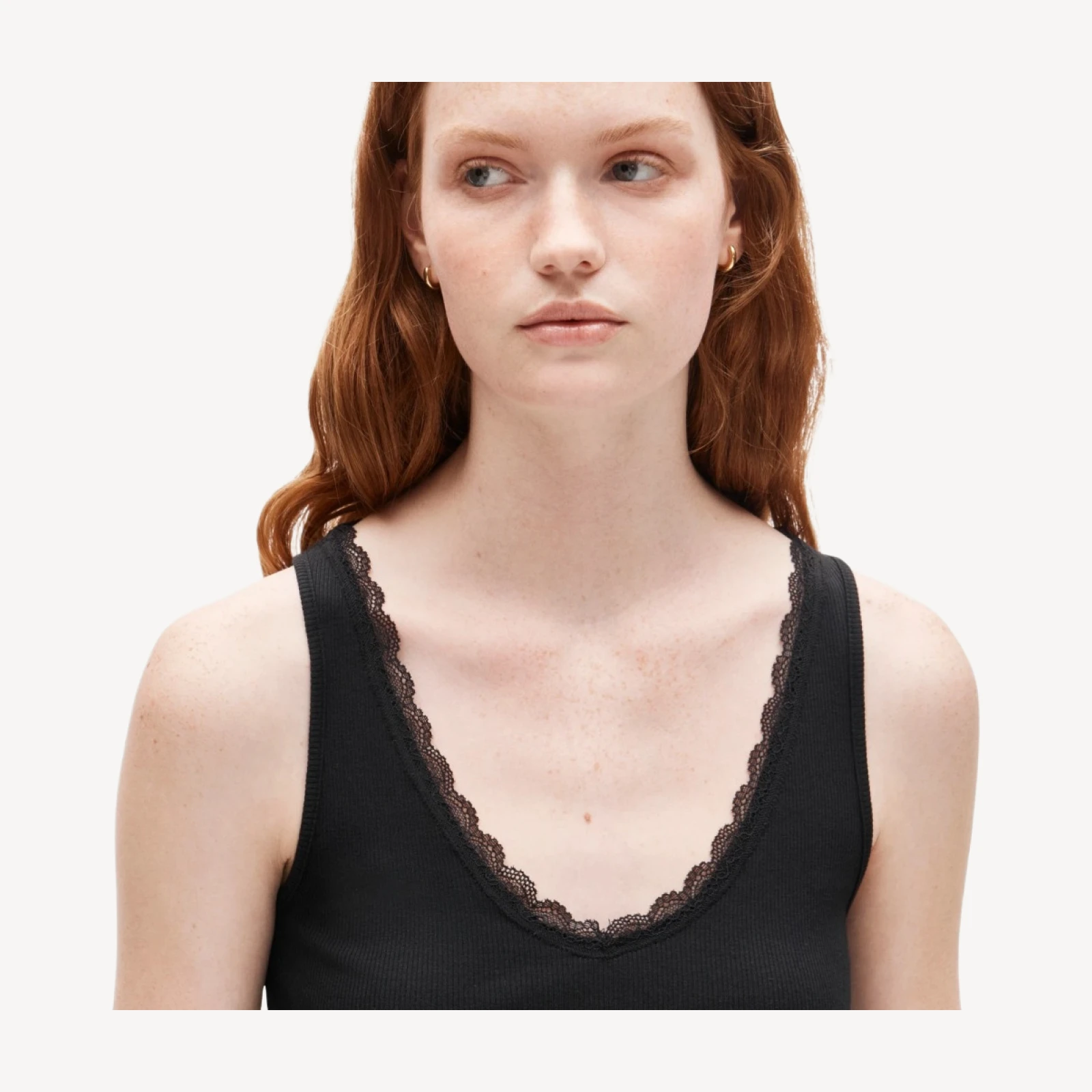 Perfect rib lace-trim V-neck tank top