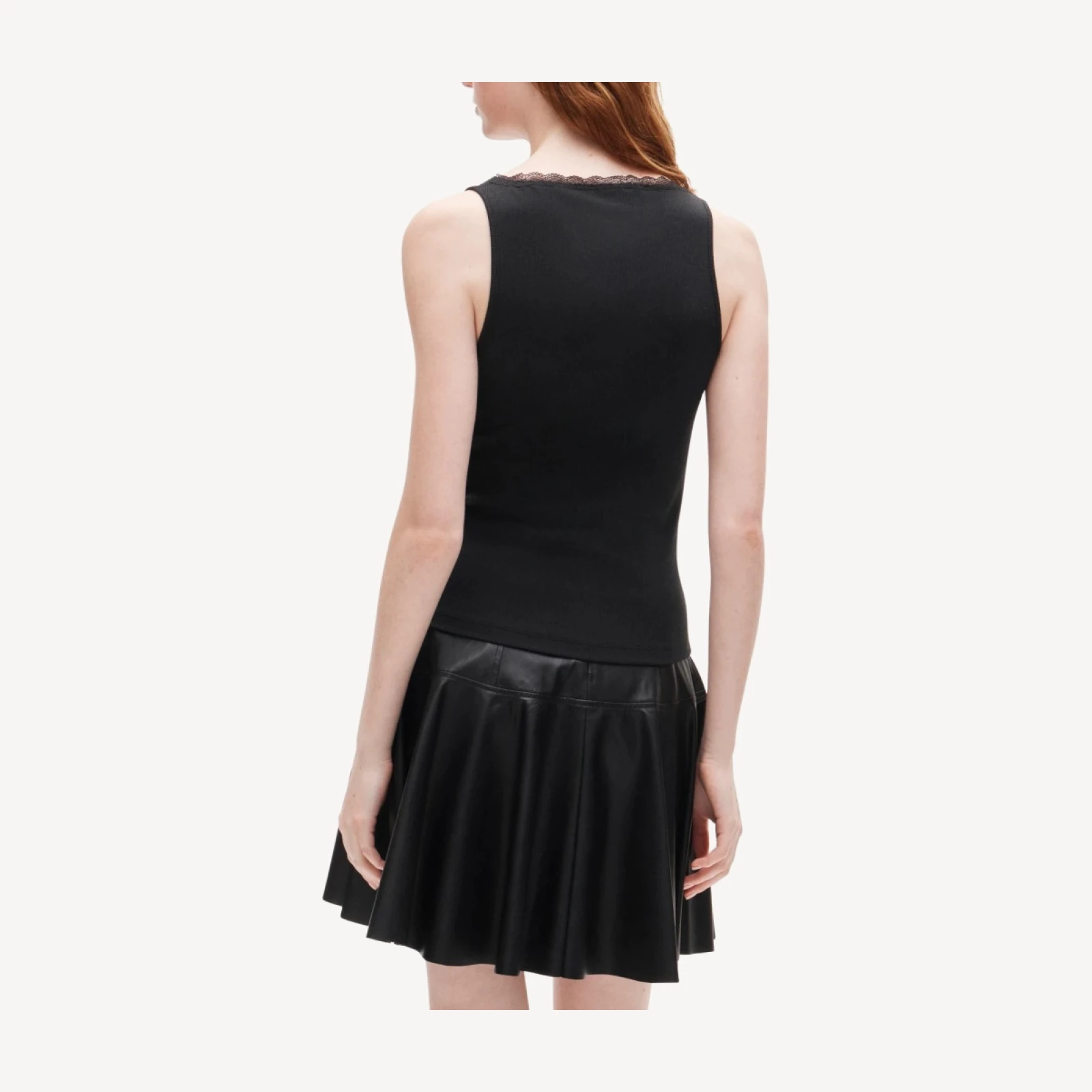 Perfect rib lace-trim V-neck tank top