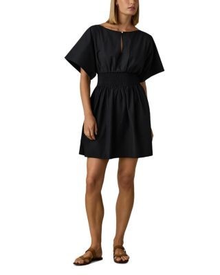 Faherty Coastal Poplin Elia Mini Smocked Dress