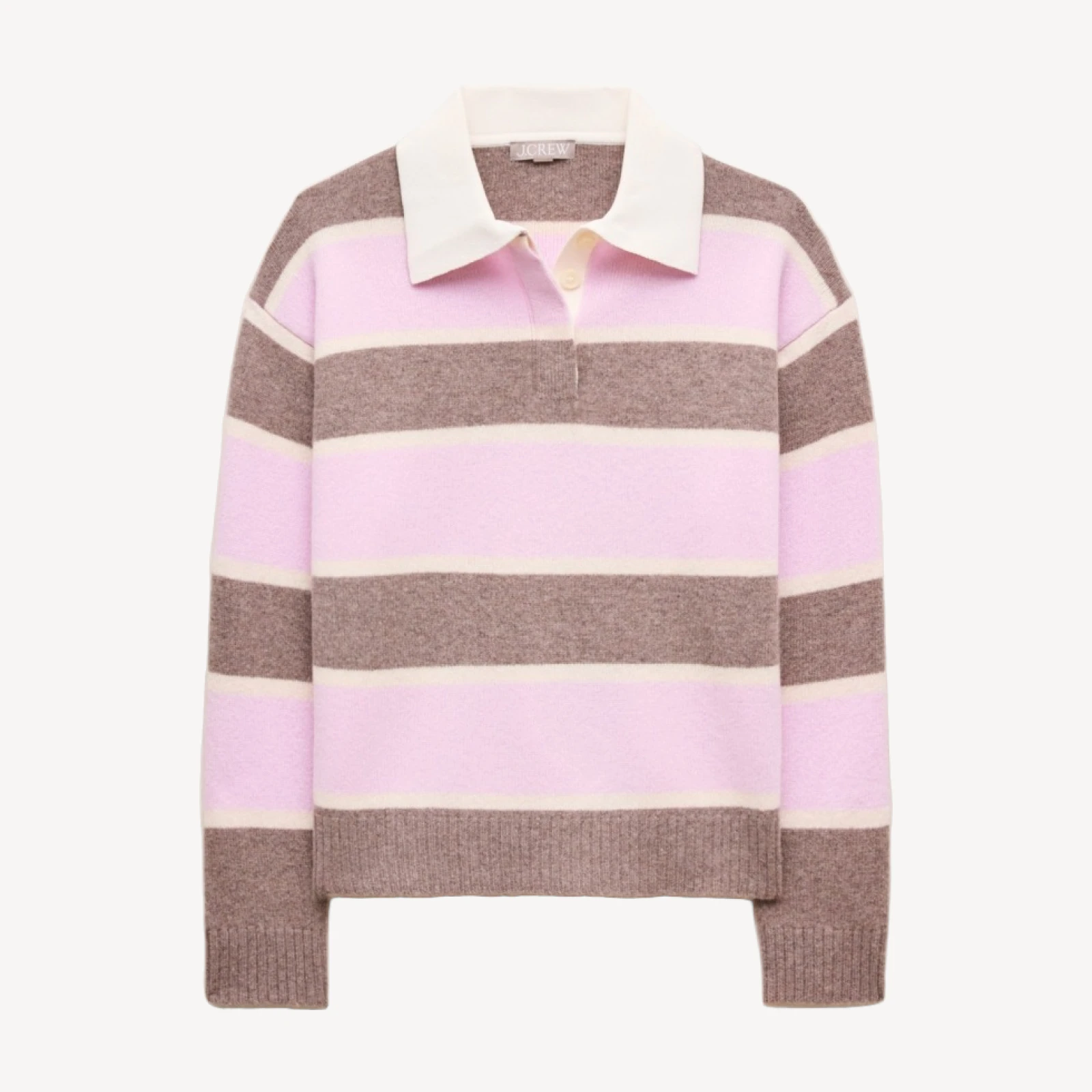 Relaxed sweater-polo in vintage wool stripe