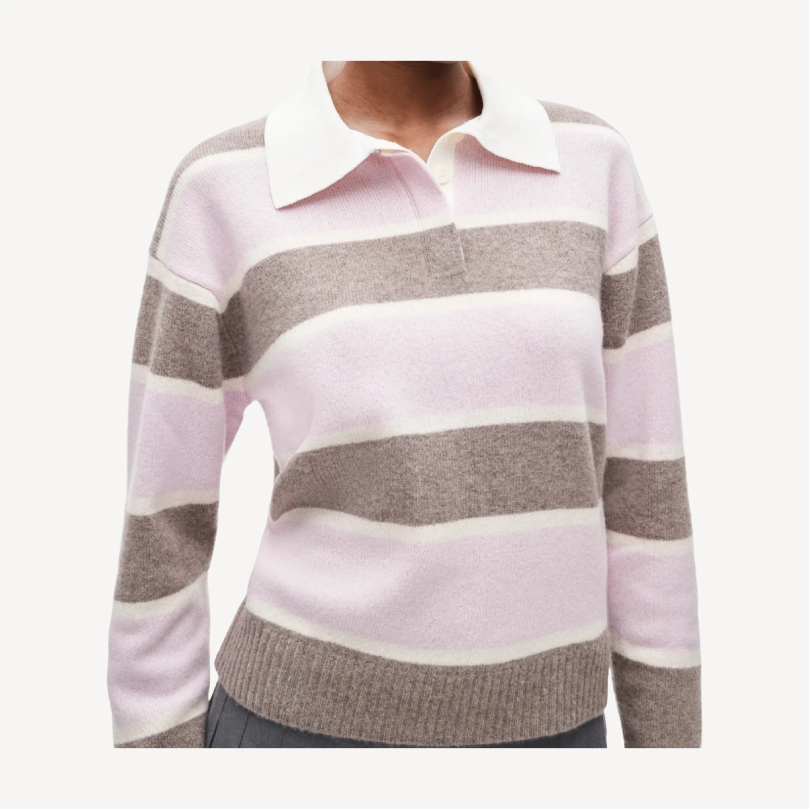 Relaxed sweater-polo in vintage wool stripe