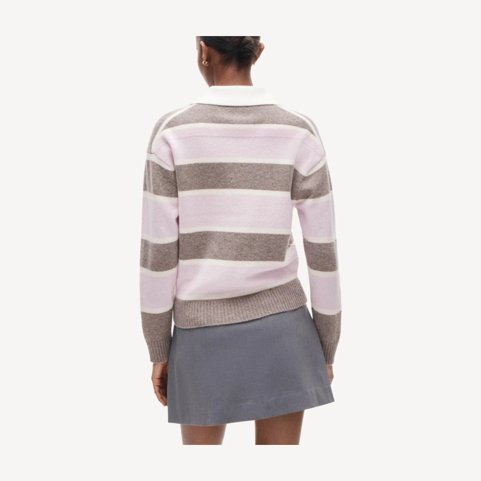 Relaxed sweater-polo in vintage wool stripe