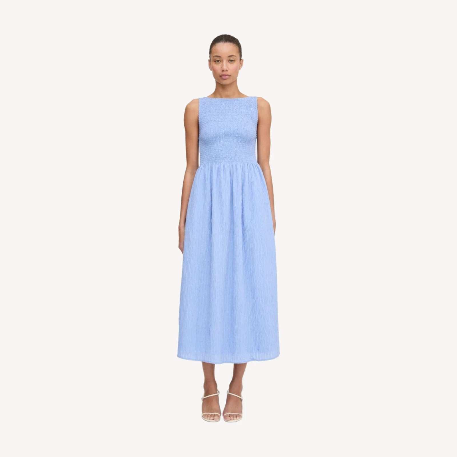 The Cosima Nap Dress - Bluebird Tonal Seersucker