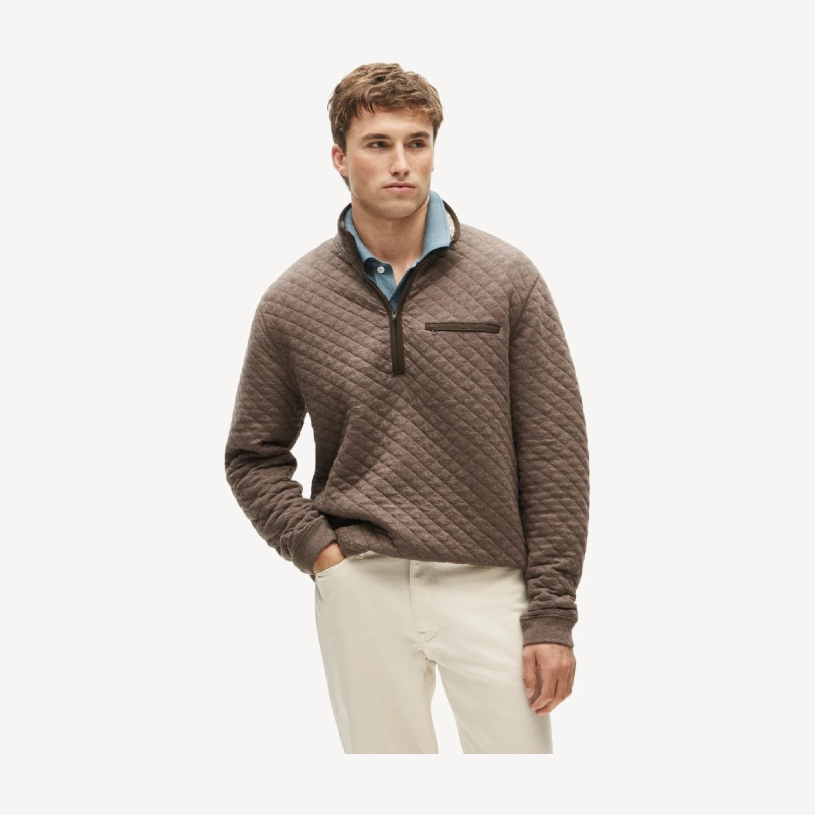 Quilted quarter-zip pullover