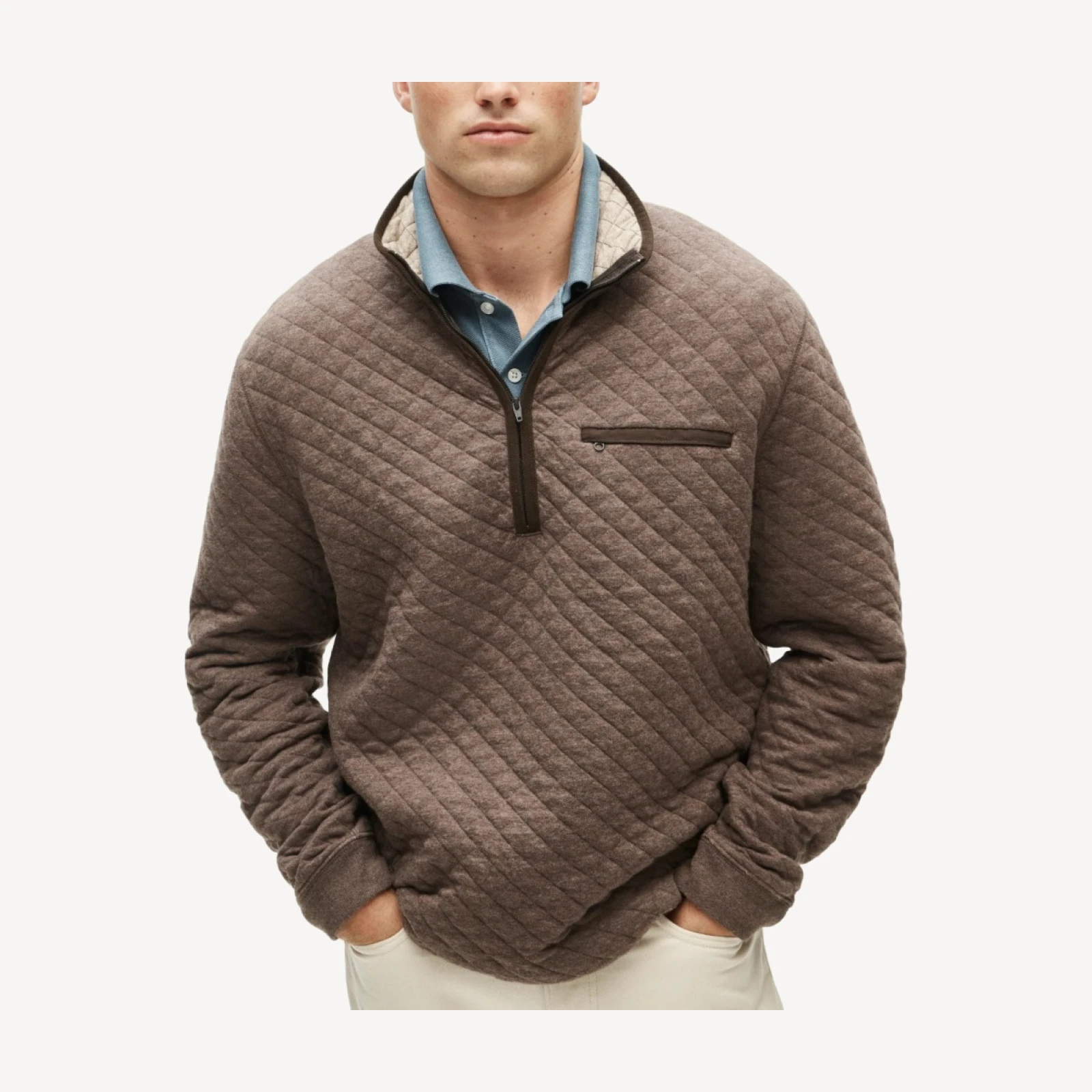 Quilted quarter-zip pullover
