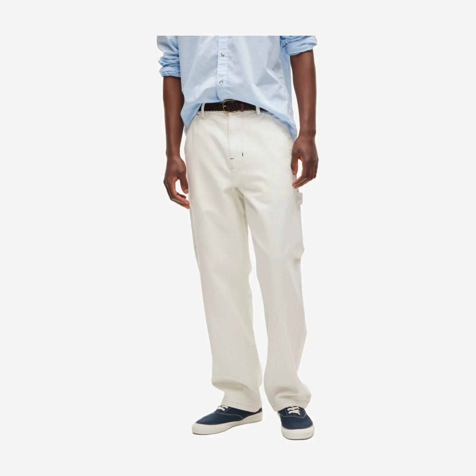 Relaxed-fit carpenter pant in faded stripe