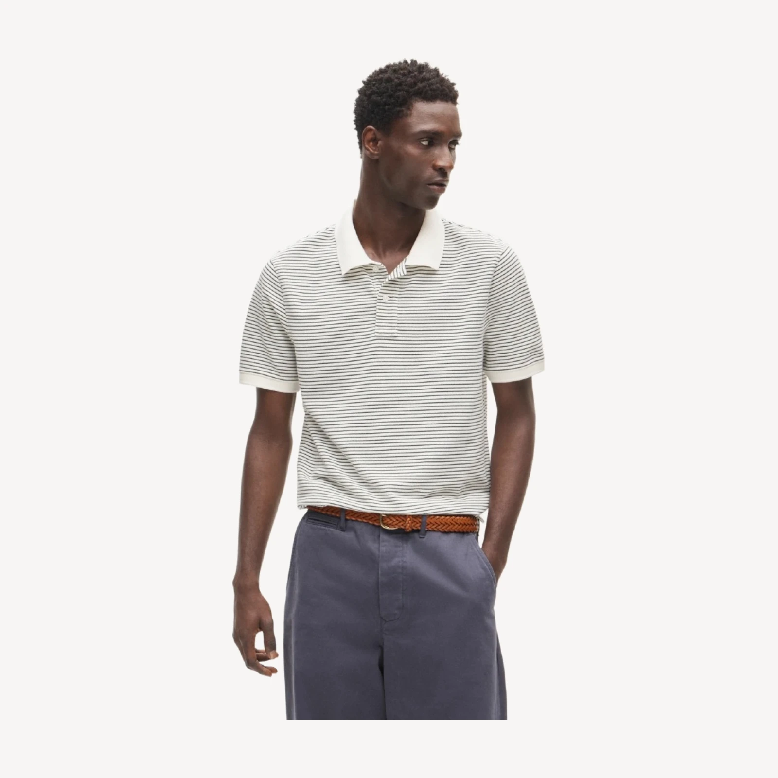 Washed piqué polo shirt in stripe