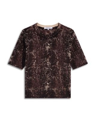Gerard Darel Rosa Wool Printed Short Sleeve Sweater