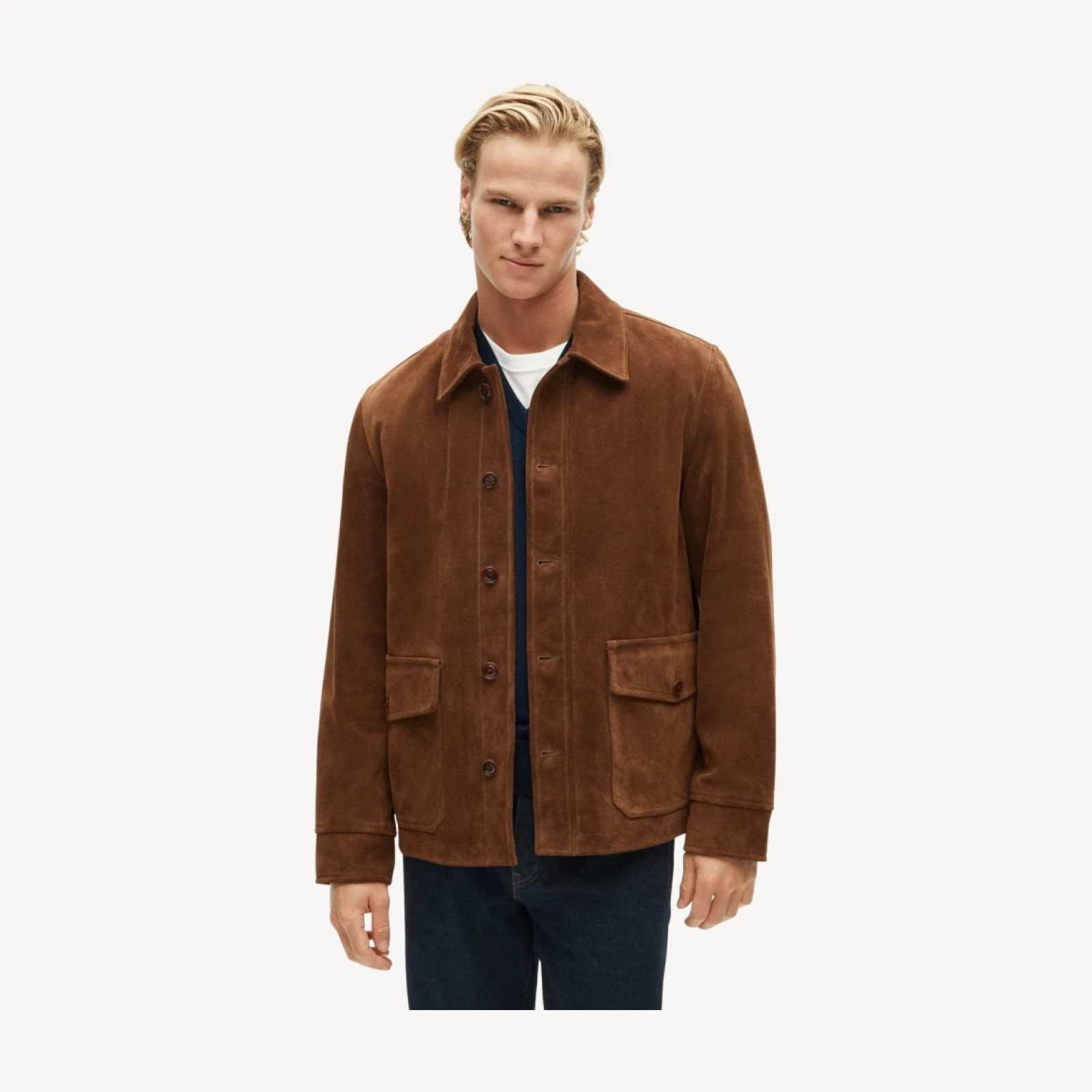 Two-pocket field jacket in Italian suede