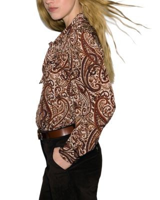 Gerard Darel Lisie Printed Tie Neck Blouse