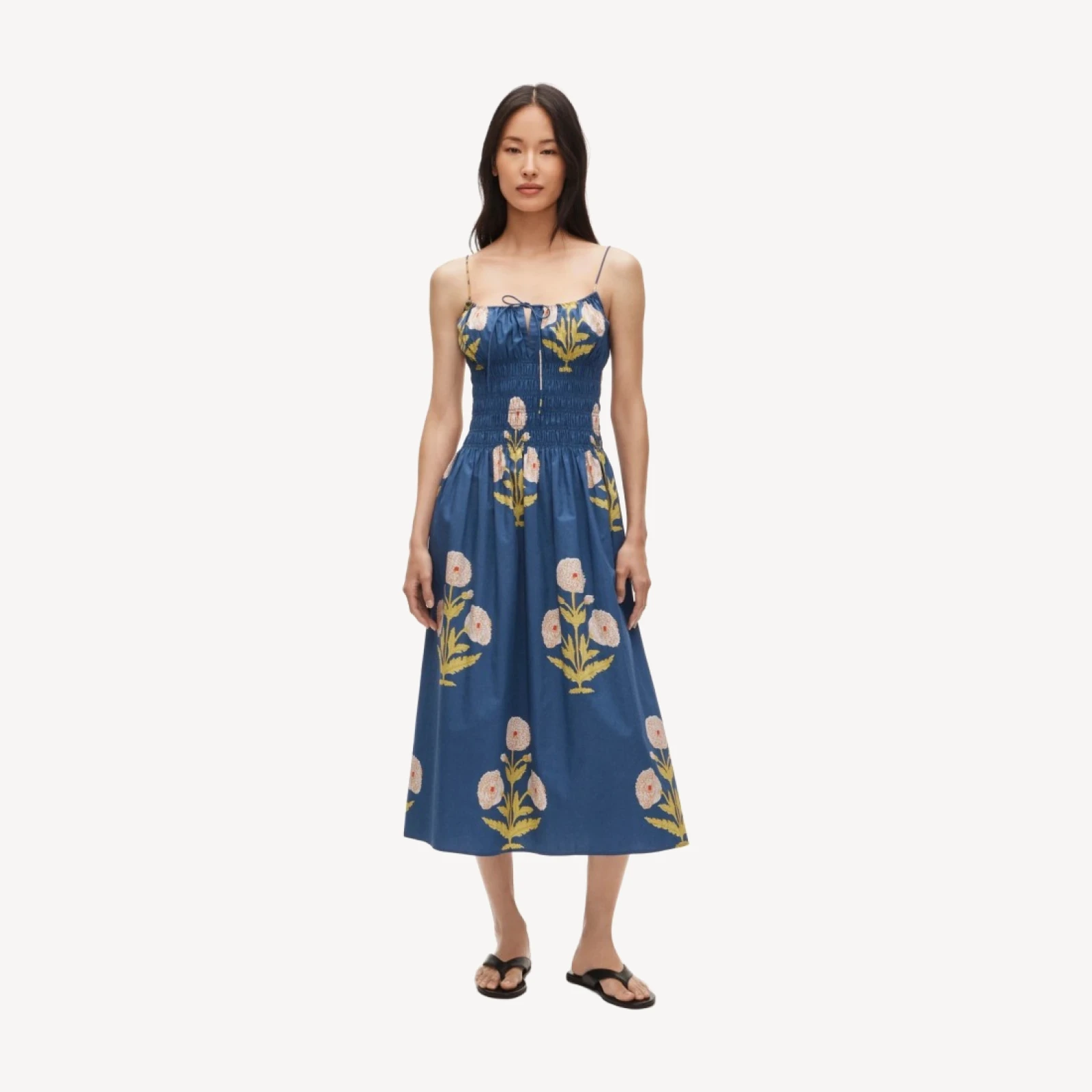 Reverie dress in marigold block print
