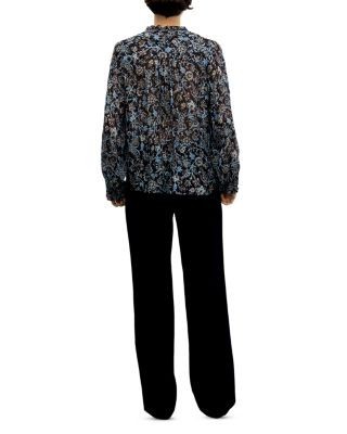 Gerard Darel Linda Printed Ruffle Collar Blouse