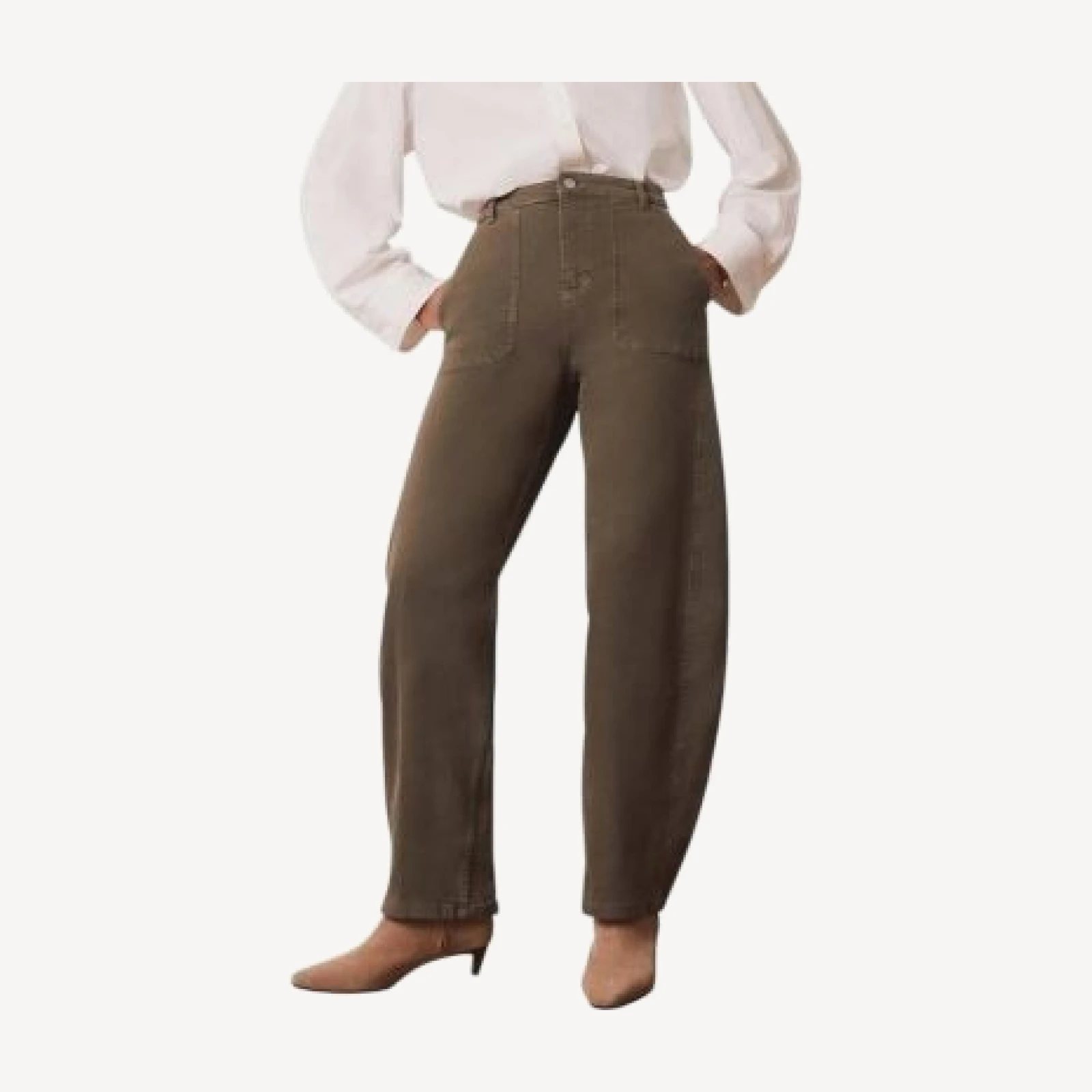 Mint Velvet Women's Utility Barrel Jeans in Khaki