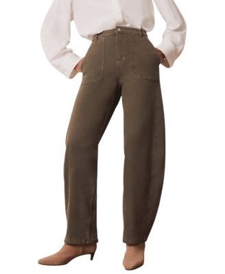 Mint Velvet Women's Utility Barrel Jeans in Khaki