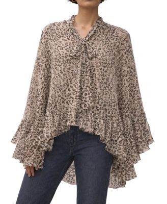 Mint Velvet Women's Leopard Print Ruffle Blouse