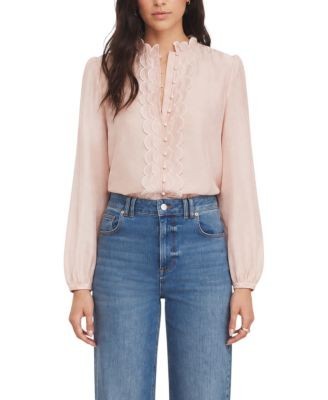 Mint Velvet Women's Embroidered Ruffle Blouse