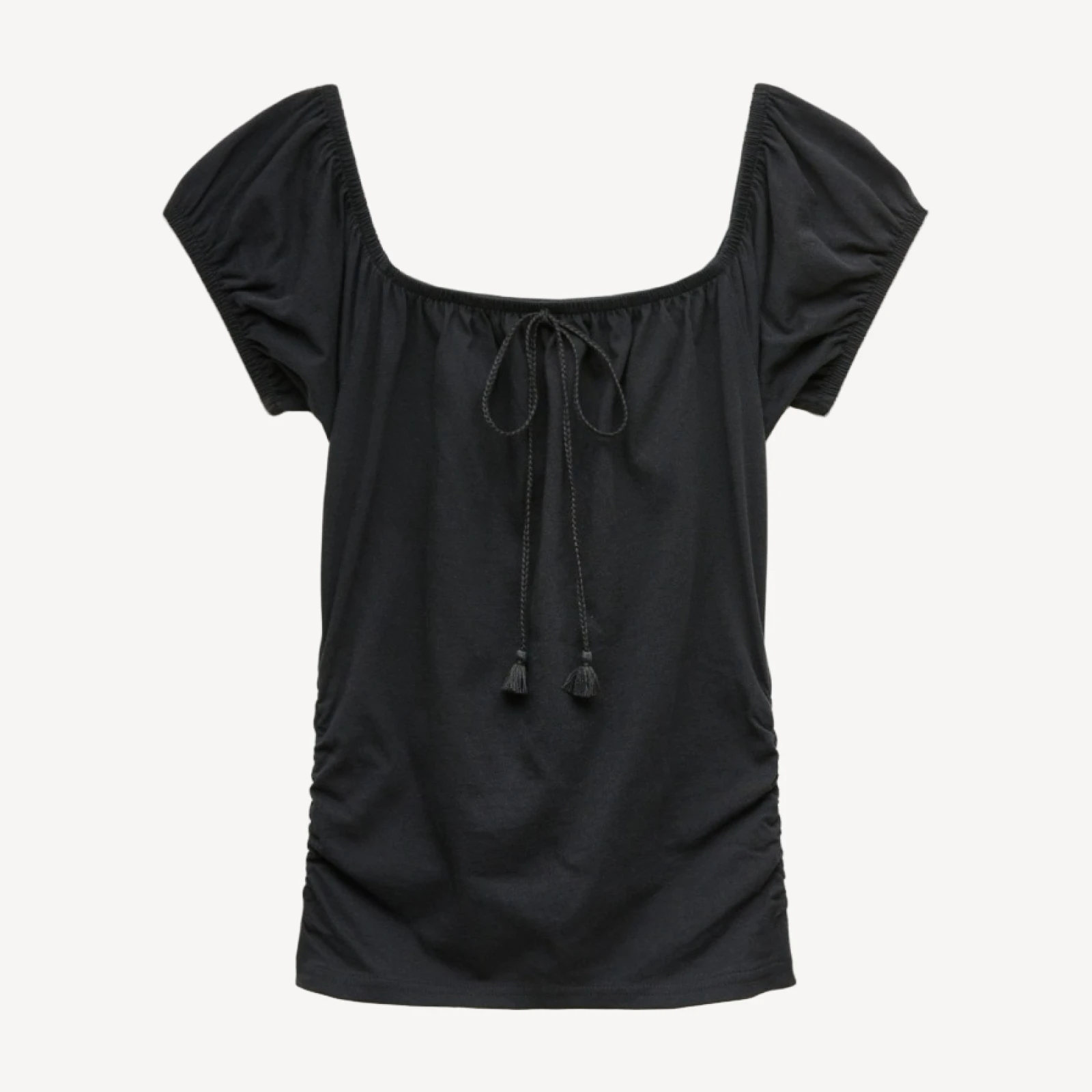 Vintage jersey ruched tie-front top