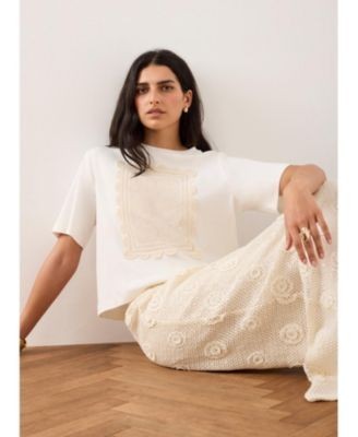 Mint Velvet Women's Crochet Panel T-Shirt
