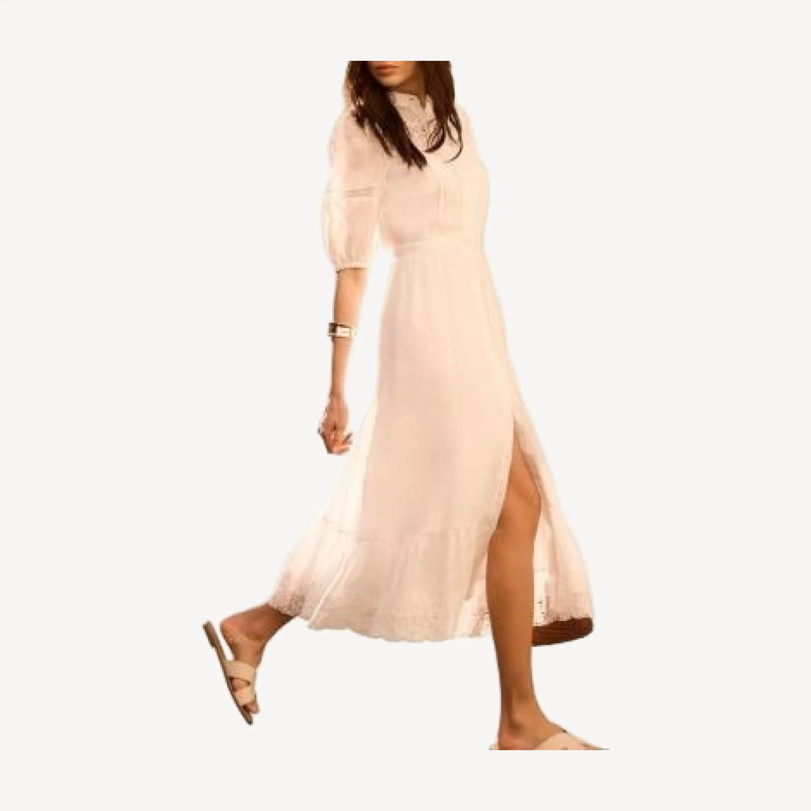 Mint Velvet Women's Ramie Puff Sleeve Midi Dress