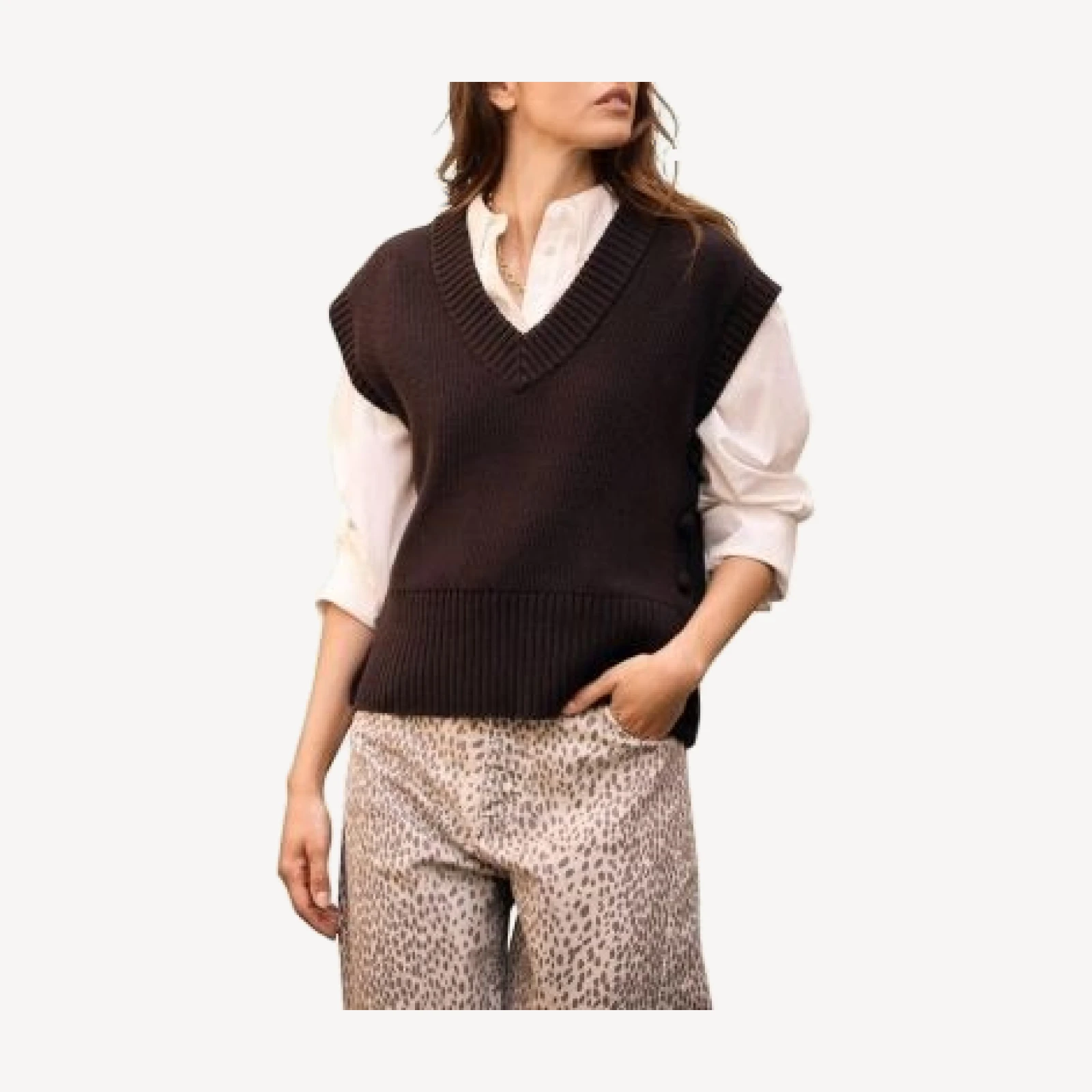 Mint Velvet Women's V Neck Tabard Sleeveless Vest Sweater