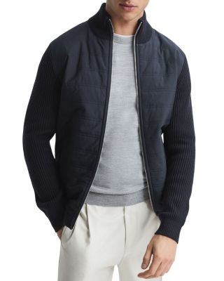Reiss Trainer Mixed Media Zip Jacket