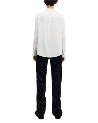 Gerard Darel Loren Silk Lace Trim Blouse