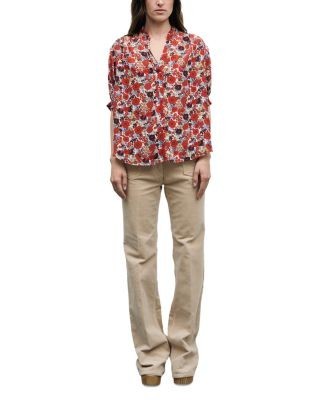 Gerard Darel Liv Printed Elbow Sleeve Blouse