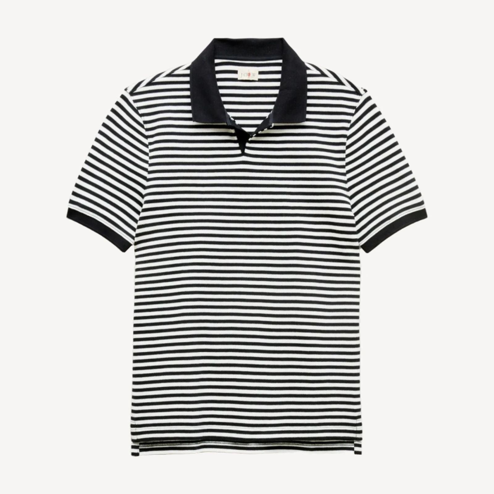 Piqué johnny-collar polo shirt in stripe